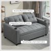 HOMCOM 2 Seater Sofa Bed, Convertible Pull Out Sofa Bed with Adjustable Backrest, Cup Holders and Pillows, Click Clack Settee for Living Room, Bedroom, Guest Room, Charcoal Grey