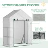 Outsunny Walk In Greenhouse with 2 Tier Shelf, Portable Gardening Plant Grow House Tomato Greenhouse with Roll up Zip Panel Door, Reinforced PE Cover, 143 x 73 x 195cm, Green