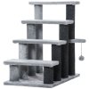 PawHut Pet Stairs, Cat Tree Climb Ladder with 4-step Stair, Scratching Posts, Platforms, Toy Ball, for Indoor Cats, Grey