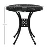 Outsunny 78 cm Round Garden Dining Table with Parasol Hole Antique Cast Aluminium Outdoor Table Only, Black