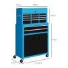 HOMCOM Tool Chest, Metal Tool Cabinet on Wheels with 6 Drawers, Pegboard, Top Chest and Roller Cabinet Combo, 61.6 x 33 x 108cm, Blue