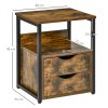 HOMCOM Industrial Side Table with Drawer, Sofa Table, Bedside Cabinet with Storage Shelf, Slim Nightstand for Living Room, Bedroom