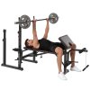 SPORTNOW Weight Bench with Bench Press Rack, Preacher Curl Bench, Leg Curl Machine, Incline or Flat Workout Bench for Home Gym Strength Training Weight Lifting