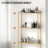 HOMCOM Bamboo Over Toilet Storage Unit with 3 Slatted Shelves, 3-Tier Freestanding Bathroom Shelf, Bathroom Space Saver, Natural Wood Finish