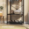 HOMCOM Coat Rack, 2-in-1 Clothes Stand with Shoe Storage, 168cm Free Standing Hall Tree with Hanging Rail and 2 Storage Shelves for Hallway, Entryway, Bedroom