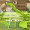 AIYAPLAY Wavy Slide for Kids, Freestanding Garden Slide with Climbing Ladder, Non-skid Steps, Outdoor Playground Equipment for Ages 3-8 Years, Green