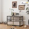 PawHut Dog Crate Furniture, Dog Cage End Table Indoor with 3 Doors, Furniture Style Dog Crate with Soft Washable Cushion, for Large Dogs, 100L x 60W x 68Hcm
