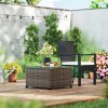 Outsunny Outdoor Coffee Table, PE Rattan Side Table with Tempered Glass Top, Wicker Square Garden Coffee Table End Table with Steel Frame for Patio, Balcony, 60 x 62 x 38cm, Dark Grey