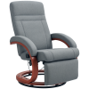 HOMCOM Swivel Recliner Chair with Extended Footrest, Manual Reclining Armchair with Wood Base for Living Room, Bedroom, Grey