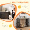 PawHut Dog Crate Furniture, Dog Cage Side End Table Indoor with Anti-Chew Resistant Mesh, Anti-Escape Door, for Large Pet, 100 x 60 x 81.5 cm, Walnut Brown