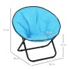 Outsunny Camping Moon Chair, Portable Folding Camping Chair for Adults with Wide Padded Oxford Seat for Outdoor Camp, Travel, Fishing, Beach, Blue