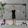 SPORTNOW Multi Home Gyms with Cable Pulley System, Cable Crossover Machine with 4 Handles for Full Body Strength Training, Power Rack for Home Workout, Black