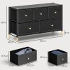 HOMCOM Chest of Drawers, 5 Drawer Fabric Dresser with PU Leather Surface, Steel Frame, Storage Organizer Unit for Bedroom, Living Room, Hallway, Closet, Easy to Assemble, Black