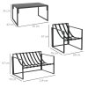 Outsunny 4 Piece Garden Sofa Set, 2 Single Armchair, Loveseat and Coffee Table Set with Steel Frame, Outdoor Furniture with Thick Cushions, Grey
