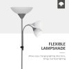 HOMCOM Modern Floor Lamp, Uplighter 2-Light Tall Standing Lamp with Adjustable Heads,  for Living Room, Bedroom, Office