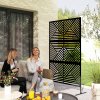 Outsunny Decorative Garden Privacy Screen with Stand, 6.5FT Freestanding Metal Outdoor Divider, Decorative Privacy Panel with Expansion Screws for Garden Pool Hot Tub, Rhombus Style, Black