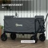 Outsunny 120L Festival Trolley on Wheels, Folding & Compact Camping Trolley Cart with Adjustable Handle for Garden, Beach, Fishing, Grey