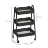 HOMCOM 3-Tier Storage Trolley on Wheels, Rolling Utility Cart with Handles, Mobile Kitchen Storage Cart for Living Room, Dining Room, Bedroom, Bathroom