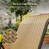 Outsunny Stackable Outdoor Chairs Set of 4, Rattan Garden Chairs with Armrests and Backrest for Deck, Khaki