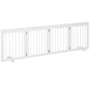 PawHut Freestanding Pet Gate 4 Panel Wooden Dog Barrier Folding Safety Fence with Support Feet up to 204cm Long 61cm Tall for Doorway Stairs White