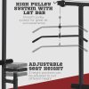 HOMCOM Lat Pull Down Machine with Extra Pulley for Seated Rows, Cable Pulley System with Adjustable Seat for Home Gym