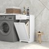 HOMCOM Laundry Cabinet, Bathroom Cabinet with Laundry Basket, Bathroom Storage Unit with Foldable Laundry Hamper and Drawer for Washroom, White