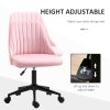 Vinsetto Armless Office Chair, Velvet Computer Desk Chair, Scallop Shape Swivel Chair with Adjustable Height and Wheels for Home Office Study Bedroom, Pink