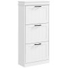 HOMCOM 3 Drawers Entryway Shoe Cabinet, Narrow Shoe Storage Cabinet with 3 Flip Drawers and Adjustable Shelves for 15 Pairs of Shoes, White