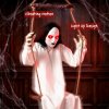 HOMCOM 170cm Animated Hanging Swing Ghost Halloween Decorations Outdoor Indoor, Sound Touch Activated Ghost Halloween Animatronic with Glowing Red Eyes for Haunted House Party Decorations
