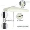 Outsunny 2.3m Half Parasol Semi Round Umbrella Patio Metal Frame Crank Handle for Balcony-- NO BASE INCLUDED, Off-White