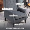 HOMCOM Retro Accent Chair, Velvet Wingback Armchair with Wood Frame Button Tufted Design for Living Room Bedroom, Grey