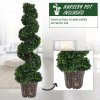 Outsunny Set of 2 Artificial Boxwood Spiral Topiary Trees Potted Decorative Plant Indoor D??cor 120cm