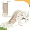 AIYAPLAY Kids Slide, 3 in 1 Toddler Slide with Basketball Hoop, Climber, Elephant-Themed Indoor Slide for 1-3 Years, Cream White