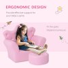 HOMCOM Kids Armchair Toddler Chair Sofa Set with Free Footstool Pink