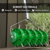 Outsunny Rolling Lawn Aerator, Heavy Duty Garden Aerator, Manual Lawn Spike Roller with T-bar Grip and 3 Piece Detachable Handle, Outdoor Garden Lawn Tool Dark Green