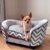 PawHut Dog Sofa for XS-Sized Dogs, Elevated Pet Bed with Removable Sponge Padded Cushion, Cat Couch Lounge with Washable Cover, Storage Bag, Grey