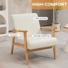 HOMCOM Accent Armchair, Living Room Chair, Wooden Upholstered Single Lounge Chair with Rubber Wood Legs and Padded Seat , Leisure Sofa Chair for Bedroom Office, Cream White