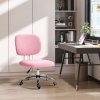 Vinsetto Cute Armless Office Chair, Teddy Fleece Fabric Computer Desk Chair, Vanity Task Chair with Adjustable Height, Swivel Wheels, Mid Back, Pink