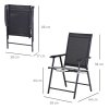 Outsunny Set of 2 Folding Garden Chairs, Metal Frame Garden Chairs Outdoor Patio Park Dining Seat with Breathable Mesh Seat, Black