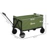 Outsunny 120L Festival Trolley on Wheels, Folding & Compact Camping Trolley Cart with Adjustable Handle for Garden, Beach, Fishing, Green