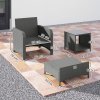 Outsunny 5 Piece Rattan Garden Furniture Set, Wicker Patio Conversation Set with 2 Chairs, 2-Tier Coffee Table, 2 Ottomans and Thick Cushions for Outdoor, Balcony, Bistro, Porch, Grey