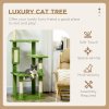 PawHut 142cm Cat Tree for Indoor Cats, Cat Tower with Scratching Posts, Scratch Board, Hammock, Toy Balls, Multi-level Platforms, Green
