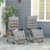 Outsunny 2 Piece Reclining Zero Gravity Chair Metal Frame Folding Garden Sun Lounger with Cushion Headrest, Dark Grey