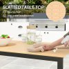 Outsunny Garden Table for 6 People, 160 x 80 x 75 cm Rectangle Outdoor Dining Table with Slatted Top, Metal Frame, for Balcony, Deck, Teak