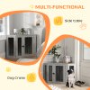 PawHut Dog Crate Furniture, Side Table Dog Kennel with Cushion, Large Door, for Large Dogs - Grey