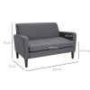 HOMCOM 2 Seater Sofa, Small Comfy Sofa Couch with Rubber Wood Legs, Modern Upholstered Loveseat for Living Room, Bedroom, Charcoal Grey