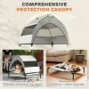 PawHut Elevated Dog Bed with Removable Canopy, Portable Cooling Raised Pet Cot with Breathable Mesh, Storage Bag, for Indoor Outdoor Use, for Small Medium Dogs, 76 x 61 x 60 cm, Light Grey