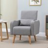HOMCOM Accent Chair, Linen-Touch Armchair with Pillow, Upholstered Leisure Lounge Sofa for Living Room, Club Chair with Rubber Wooden Frame