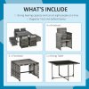 Outsunny 8 Seater Rattan Cube Garden Furniture Set, Rattan Dining Set with Cushions, Outdoor Dining Table and Chairs with 4 Armchairs, 4 Stools, Square Glass Top Table, Mixed Grey