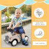 AIYAPLAY Kids Ride On Sliding Car, Foot to Floor Slider with Steering Wheel, Horn, Under-Seat Storage, Suitable for Ages 12-36 Months - Cream White